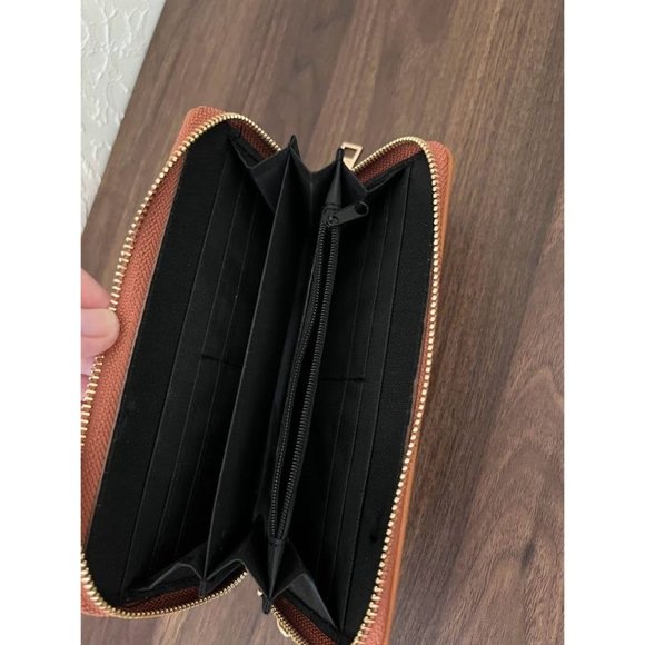 XOXO Women's Orange-Brown Colored Studded Zip Around Wallet/Wristlet - Picture 4 of 6